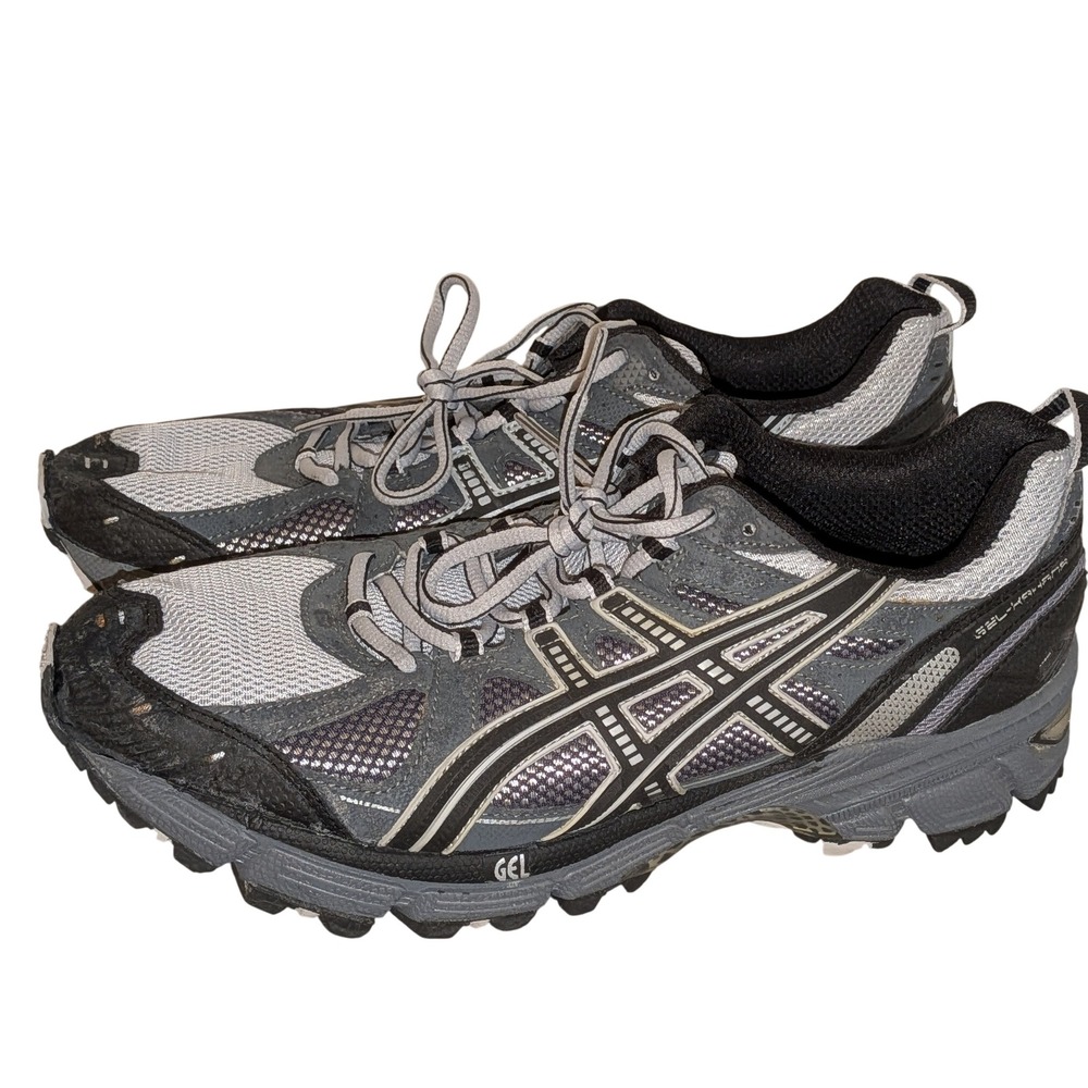 Asics Gel-Kahana Men 10.5 Trail Running Shoes Grey Black Silver Low Top Sneakers